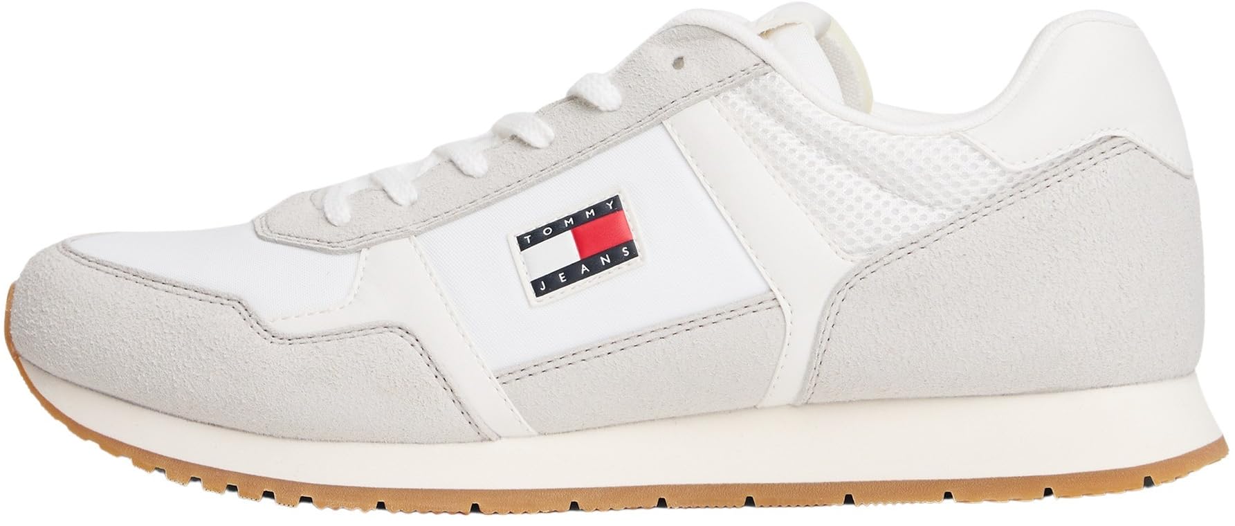 Tommy Jeans Men’s Casual Low Top Runner Trainers, White (Ecru), 6.5