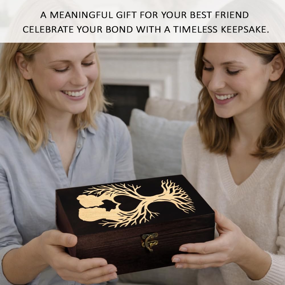 arricraft 1 Stück Holz Souvenir Box, Silhouette der Liebe Baum Muster Dekorative Aufbewahrung Box Schmuck Organizer graviert Holz Memory Box mit Deckeln für Erinnerungen Kosmetik