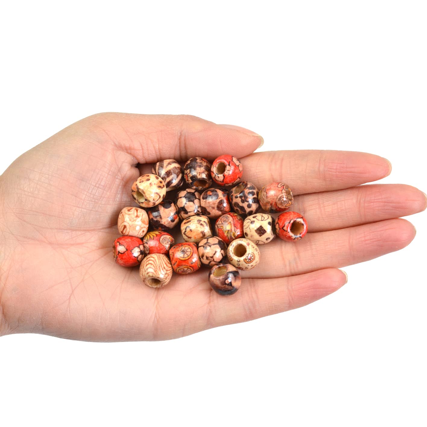 300 pcs 12mm Natural Painted Wood Hair Beads Round Loose Wooden Bead for Jewelry Making DIY Macrame Rosary Bracelet Necklace Hair Crafts - Image 5