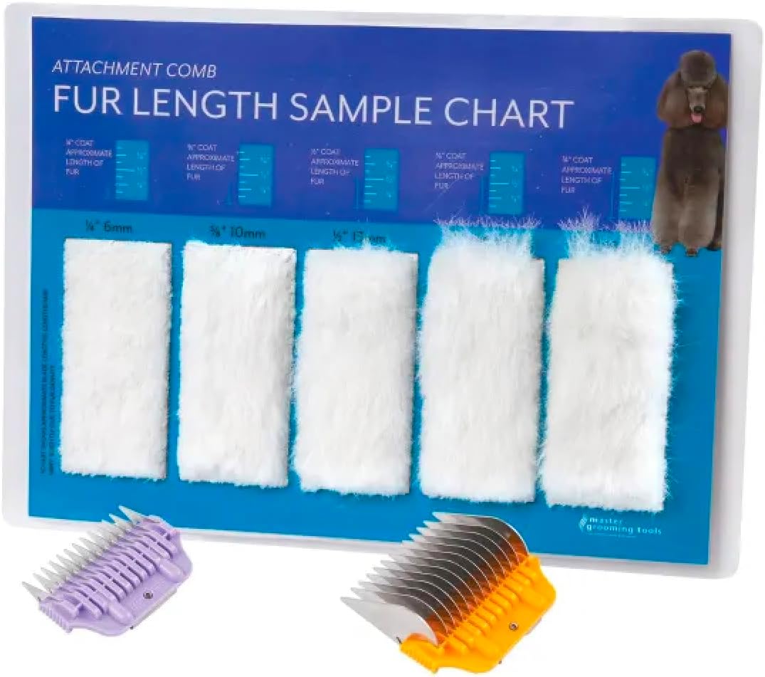 PUREPET Professional Grooming Tools Blade or Attachment Comb Dog and Cat Fur and Hair Length Sample Charts (Set of Both Charts)