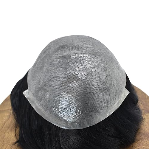 Miniatura 4 de Mens Toupee Europeo Cabello Humano Toupee Para Hombres Pieza De Pelo V-Looped Sistema De Cabello Para Hombres Piel Super Delgada Hombres Hairpieces