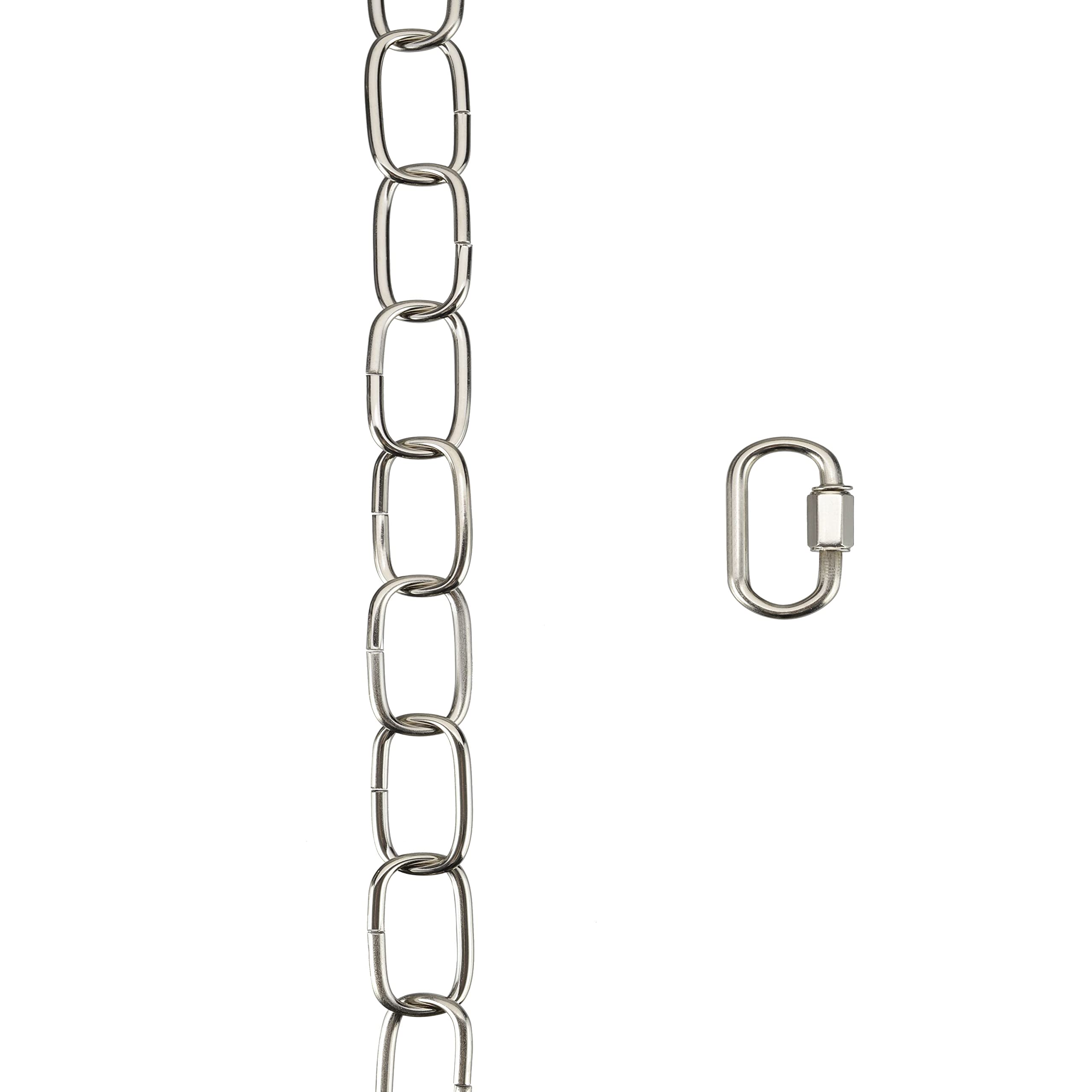 Aspen Creative 21111-11,Steel 3 Feet Heavy Duty Chain &amp; Quick Link Connector for Hanging Up Maximum Weight 40 Pounds-Lighting Fixture/Swag Light/Plant in Nickel.11 Gauge.