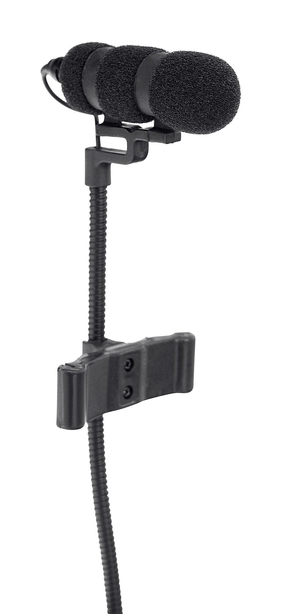 Pronomic Set MCM-100B Clipmikrofon mit Halter (Kondensator Mikrofon, Schwanenhals, Halter für Kontrabass, Phantomspeisung, XLR Adapter, Case) schwarz