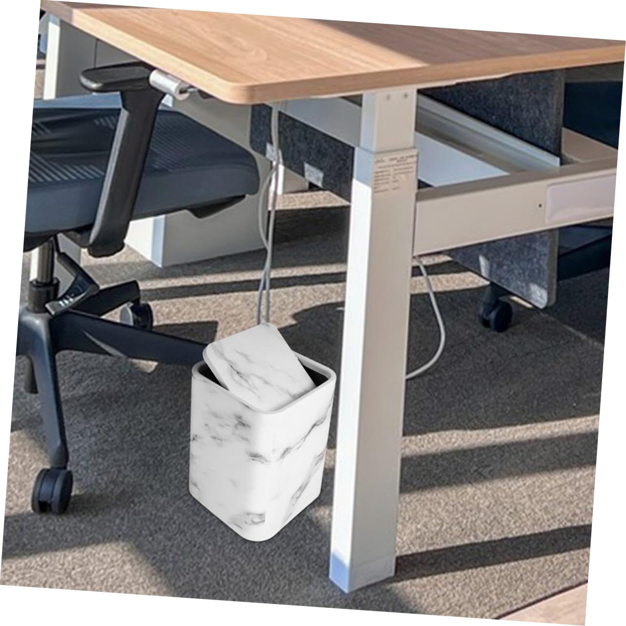 OUNONA Marble Trash Can Elegant Kitchen Bathroom Waste Bin with Stylish Marble Design Capacity Rubbish Can for Home Office Hotel Guesthouse Versatile Use Refined Aesthetic