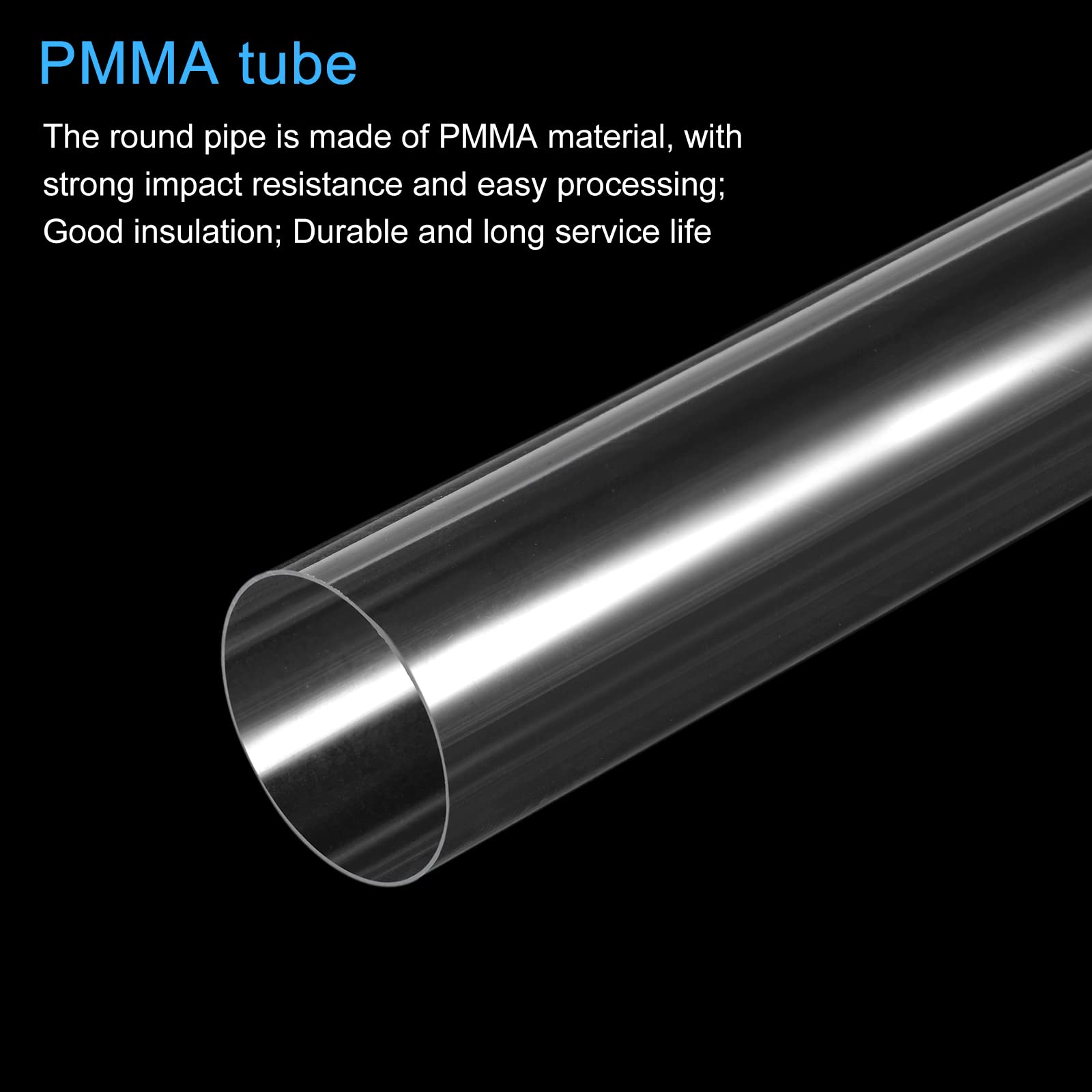 sourcing map PVC Transparent Rohr, Innendurchmesser 56mm Durchmesser 60mm LÄNGE 450mm Acryl Kunststoffrohr für Lampenbau, Stehlampen, Möbel