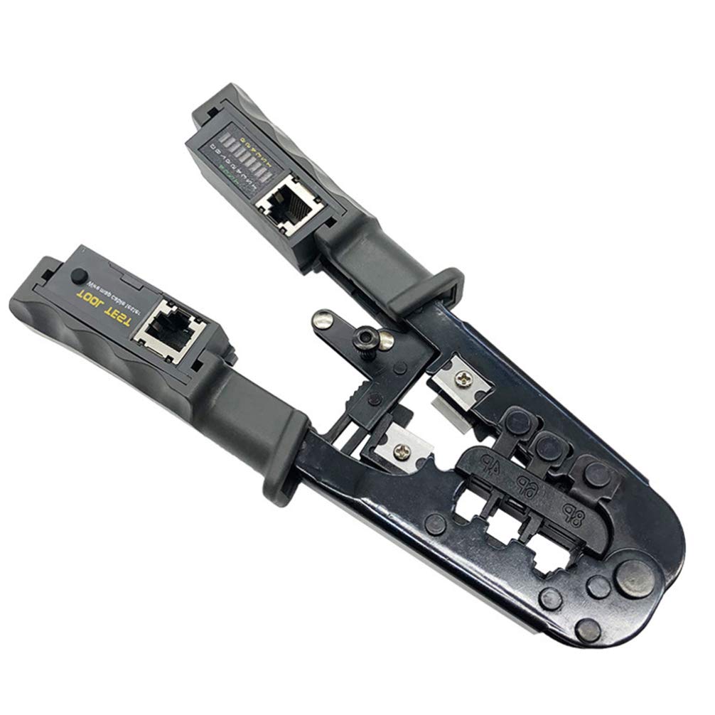 ULTECHNOVO Cavo di rete Crimpatrice 4P 6P 8P Cavi telefonici RJ45/RJ12/RJ11 Pinze per cavi di rete a cricchetto Pinza per crimpare Telecom modulare strumento di crimpatura con tester