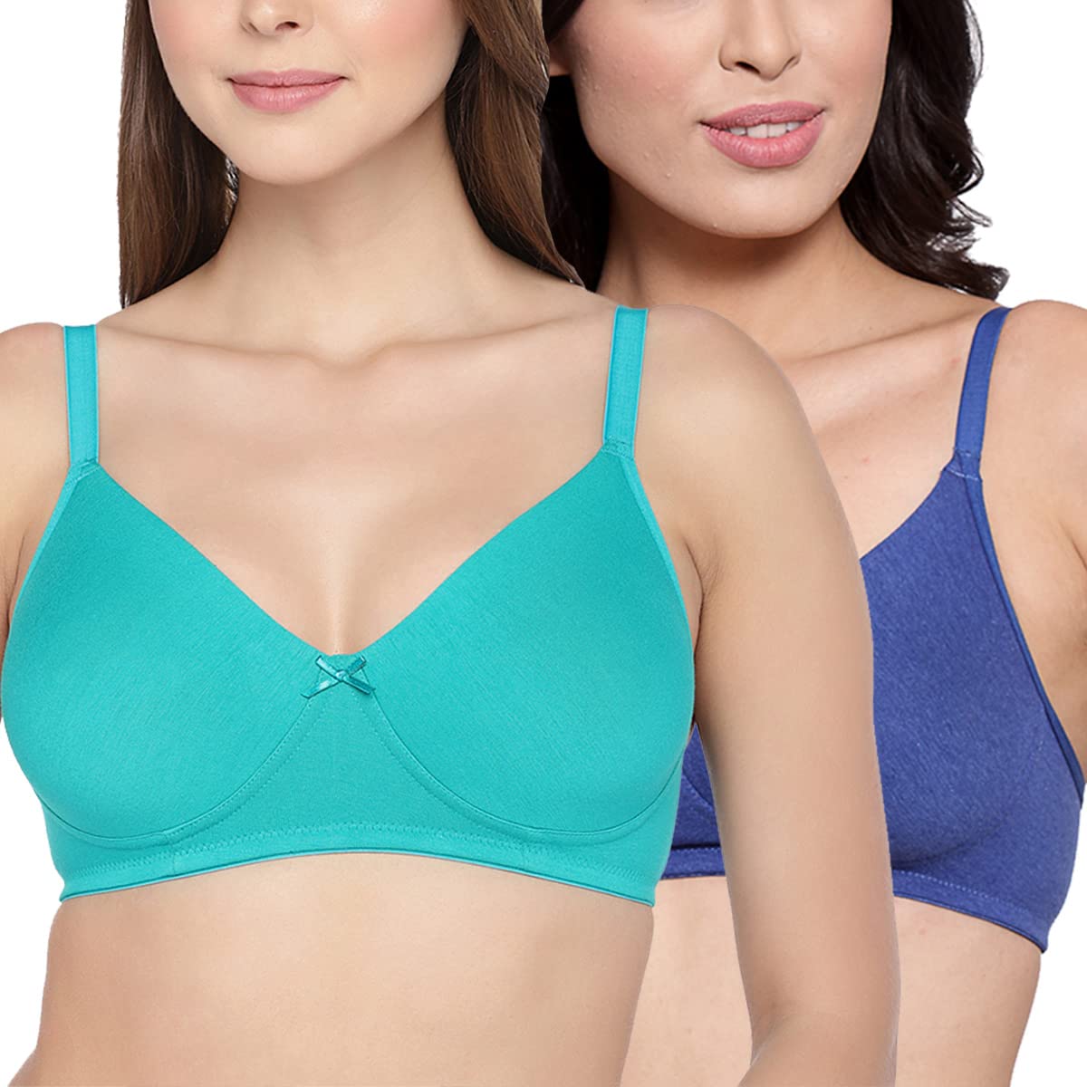 Inner SenseWomen's Soft Organic Cotton Bamboo Bra for Women I Comfortable, Non Padded, Wire Free, Smooth Straps, High Coverage Everyday Tshirt Bra for Women. (Combo Pack)