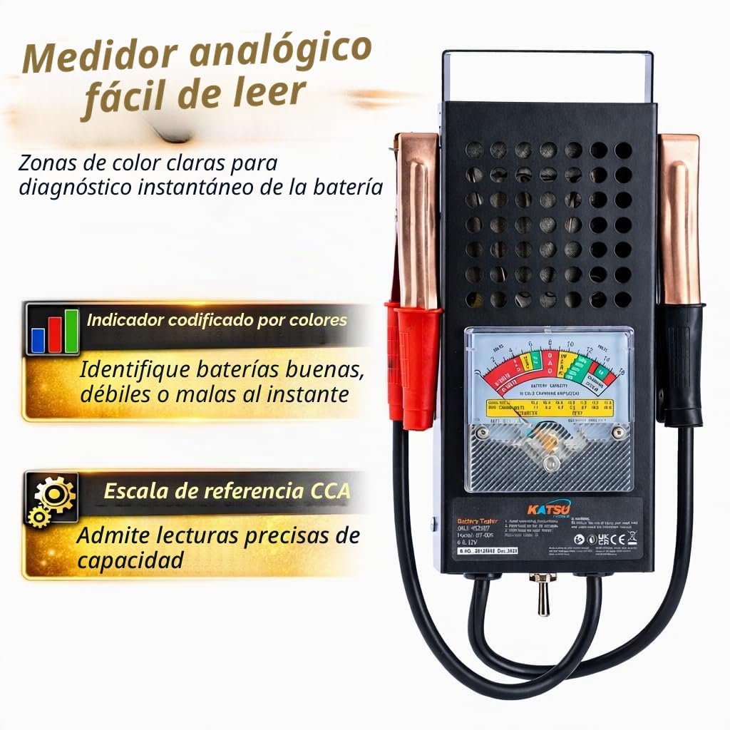 Cargador de batería de coche y comprobador de sistema de carga, de Katsu, 452107, 6 V y 12 V, 100 Amp
