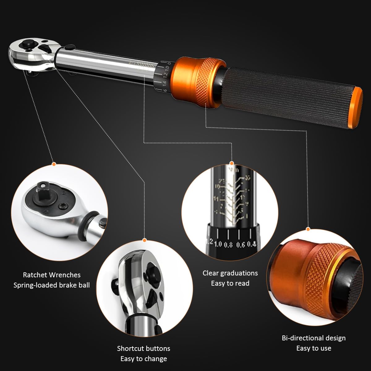 OctBird Coffret Clé Dynamométrique 1/4 13Pcs Clé Dynamométrique Moto Vélo 1-25 Nm Torque Wrench Adjustable Torque Screwdriver Set avec Extension, Coffret, Douilles Magnétique pour Vélo Moto