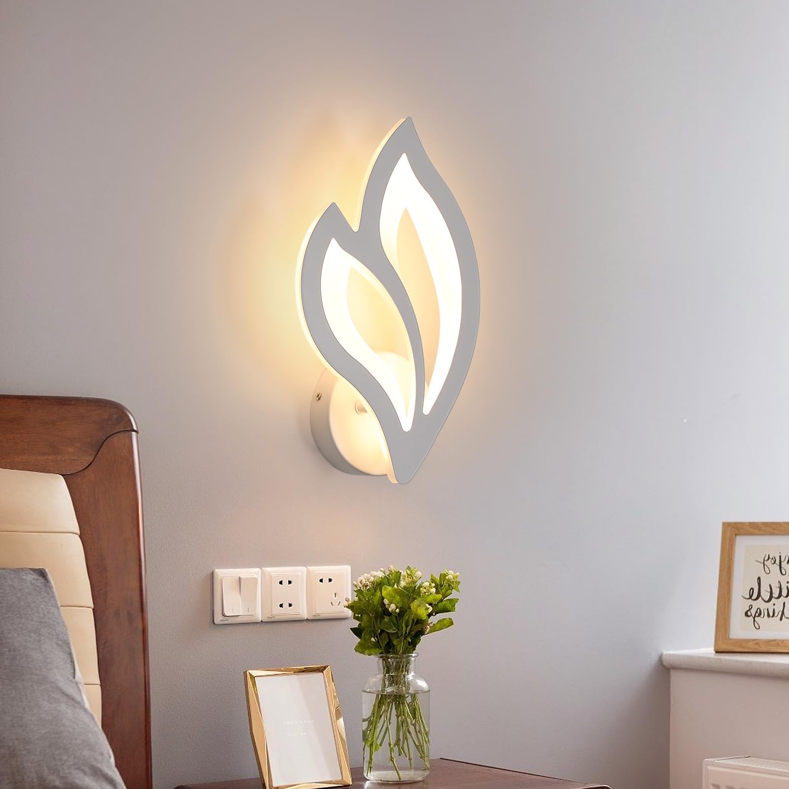 Applique da Parete Interno, 13W 1500LM 3000K Luce Bianco Calda Lampada da Parete a LED a Forma di Fiore in Acrilico, Lampada a Muro Moderna per Corridoio, Camera da Letto, Soggiorno