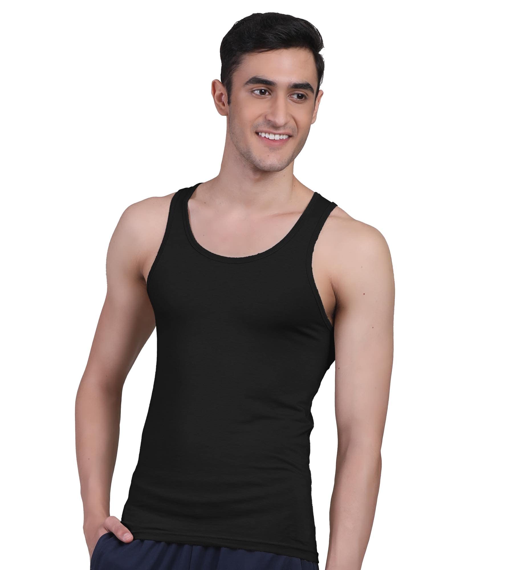 Vest for Men | Bamboo Sleeveless Super Soft Round Neck Gym Comfort Vest | Workout Regular Fit Innerwear | Breathable Sando with Long Hemline | Single Unit-image-37