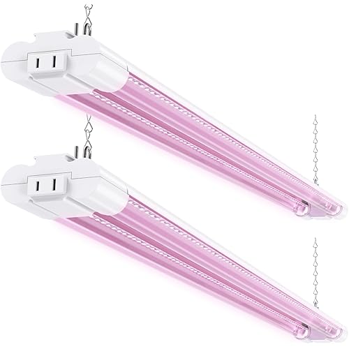 Sunco 3ft Grow Light LED, 30W, Full Spectrum, for Seed Starting, Seedling, Indoor Plants, Plug in Suspended Fixture, Link Up to 4, Inline Switch, UL/ETL 2 Pack.