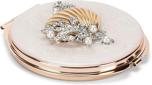 Vista 9 de Cottage Garden Pintado a mano esmalte de metal dorado ornamental vintage tapa con bisagras personal de 3 pulgadas maquillaje belleza espejo de viaje