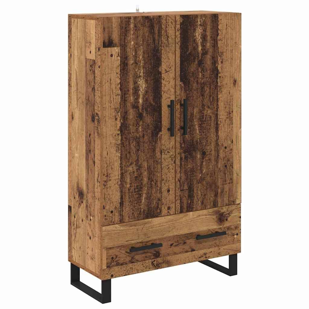 Nowoczesna komoda o wyglądzie starego drewna, 69,5 x 30 x 115 cm, materiał drewnopochodny, z szufladą, 2 drzwi, miejsce do przechowywania do salonu, sypialni, korytarza, uniwersalny mebel