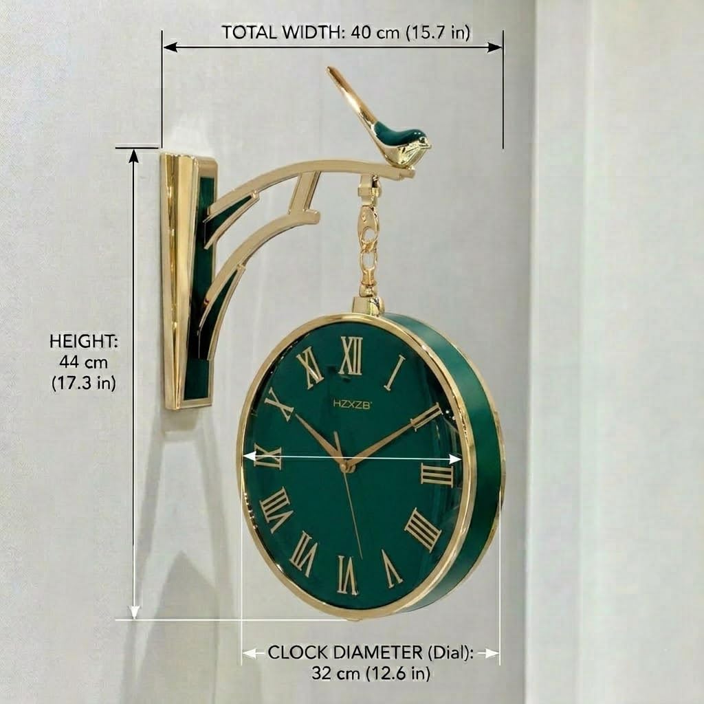 Luxury Round Wall Clock - Retro Double-Sided Design -8