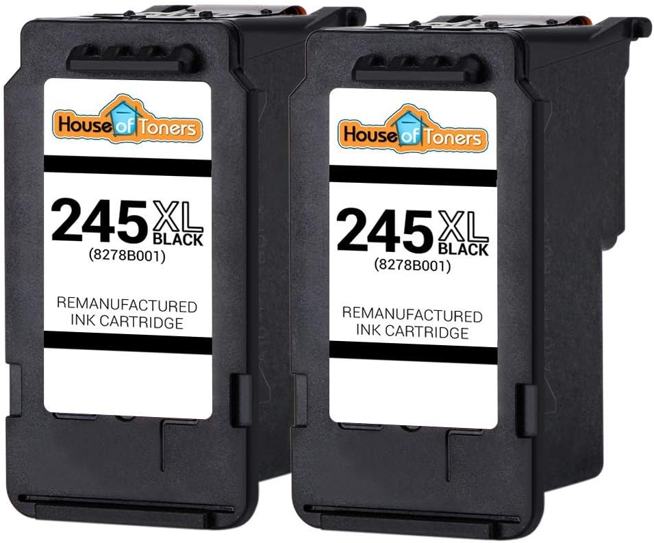 Houseoftoners Remanufactured Replacement for Canon PG-245XL Black Ink Cartridge for Pixma iP280, MG2522, MG2525, MG2555, MG2920, MG2922-2-Pack (2-Black)