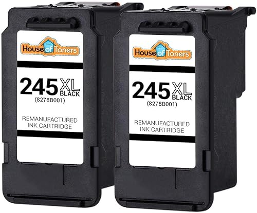 Miniatura 2 de Houseoftoners Paquete de 2 cartuchos de tinta remanufacturados de alto rendimiento de repuesto para Canon PG-245XL Black Pixma iP280, MG2522,