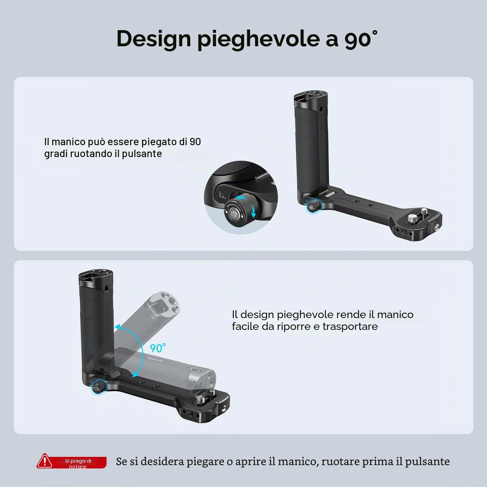 SMALLRIG Maniglia laterale per DJI RS 4 Mini/RS 4 / RS 4 Pros/Ronin-S/Ronin-SC/RS 3 / RS 3 Pro/RS 3 Mini/RS 2 / RSC 2 e ZHIYUN Crane 2S/2/V2 & MOZA Air 2 / AirCorss 2 Gimbals - 2786C