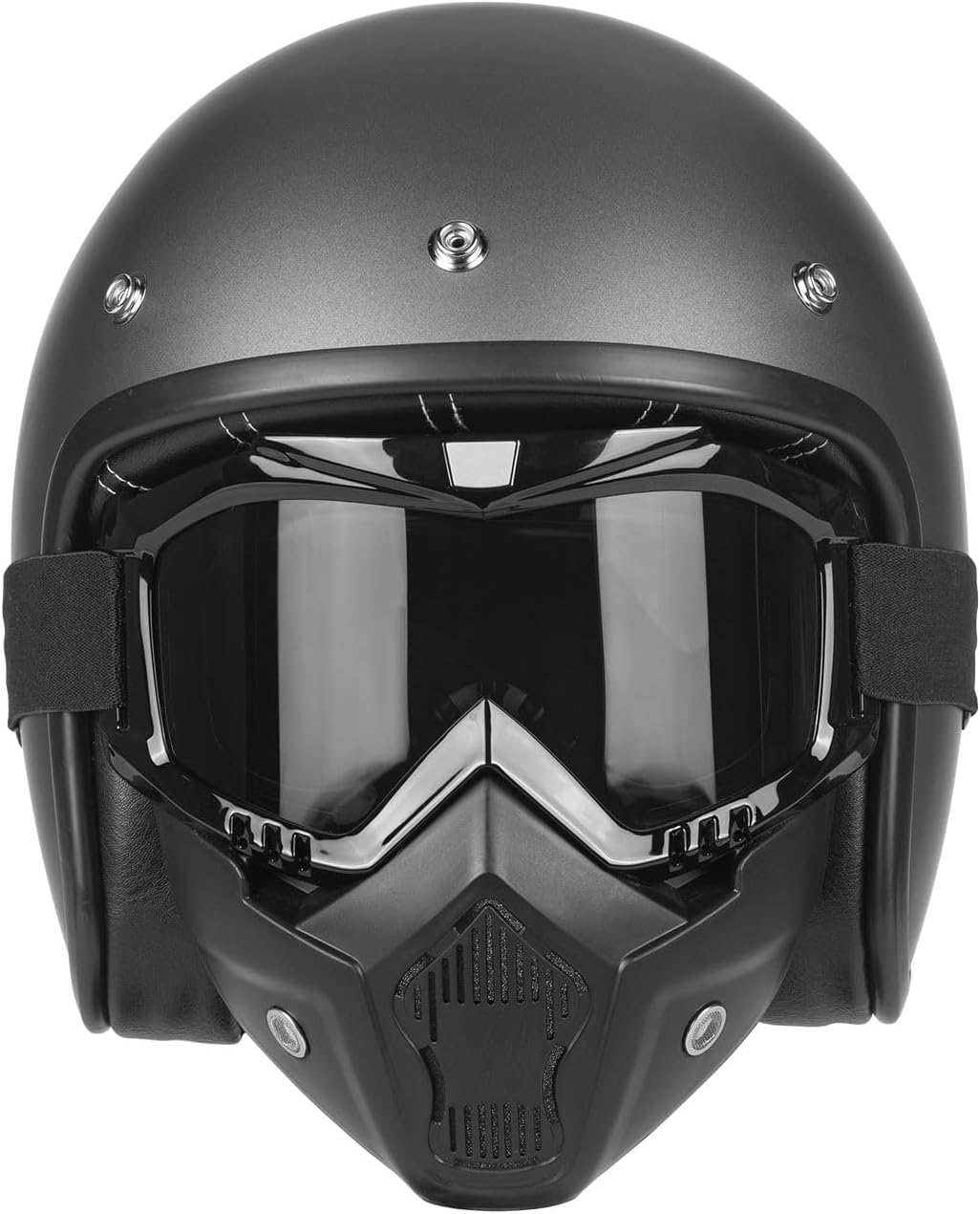 Retro 3/4 Open Face Helmet ,Vintage Style Motorcycle Helmets for Men Women,Motocross Helmet with Goggles mask DOT Approved