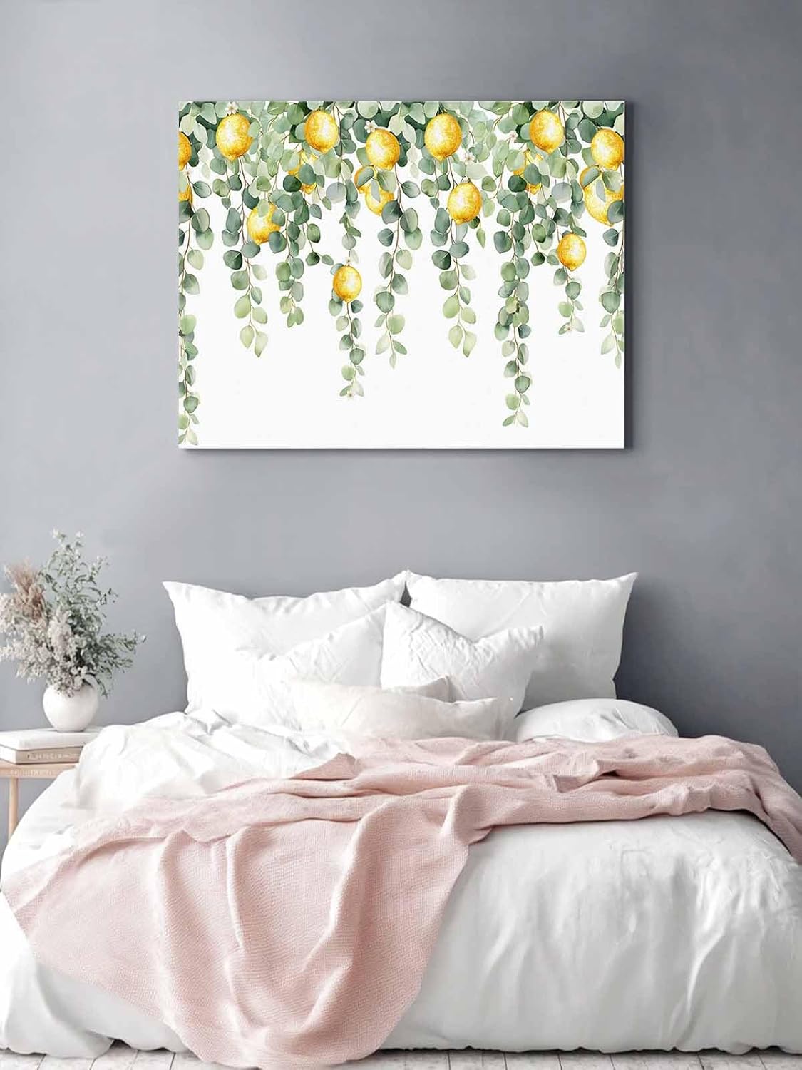 Vandaluuki アートパネル 田園 果物 レモン 葉 アートボード ポスター 80x60cm 壁掛け 壁画 壁飾り 部屋飾り