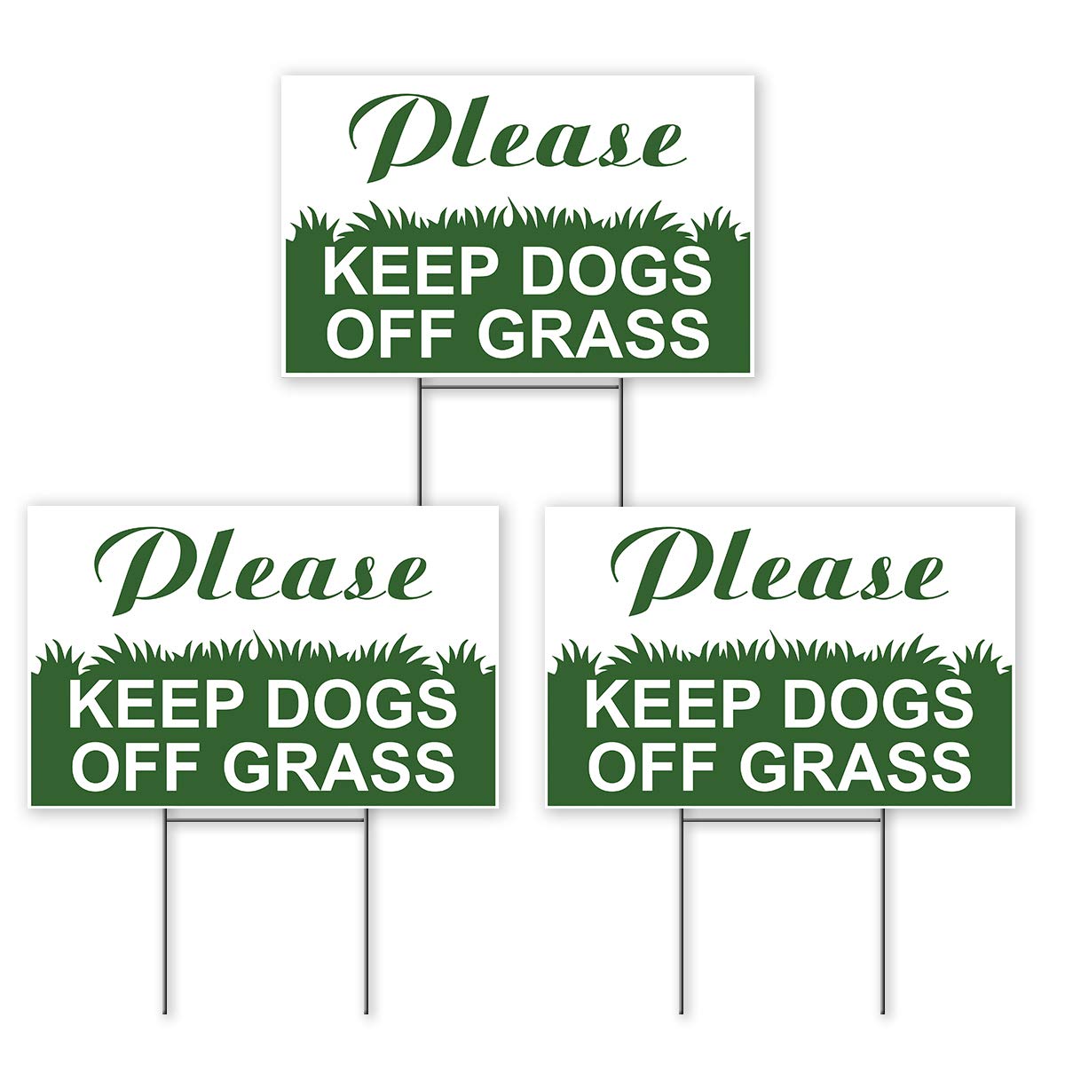 3 PC Keep Dogs Off Lawn Sign - 6x9 inches DS Coroplast Stay Off Grass Signs For Yard