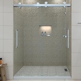 Windsor 3/8" Low Iron Glass 56.5-60" W x 78" H Twinglide Frameless Shower Door with Tempered Glass (Polished/Low Iron)
