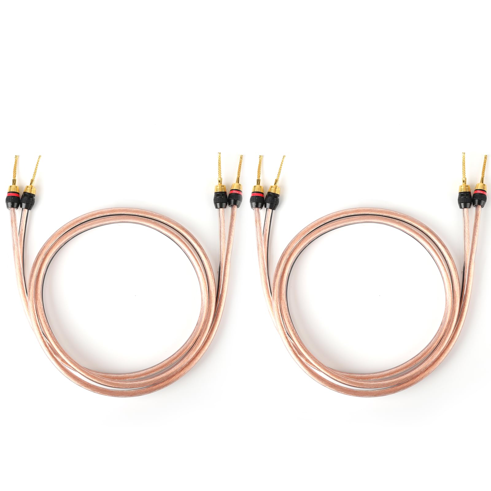 M-JP10 1 paire de câbles de haut-parleur plaqués or 24 carats, 10 AWG 5N OFC (fil de cuivre sans oxygène à 99,999 %) M-JP10 (5 m, fiche broche)