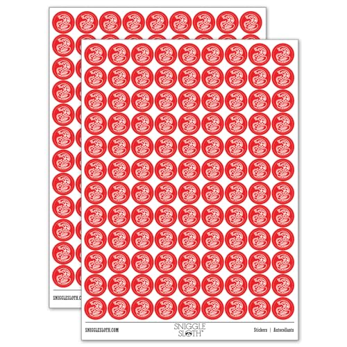 Coiled Cobra Snake 200+ Round Stickers - Gloss Finish - 0.50" Size - Red