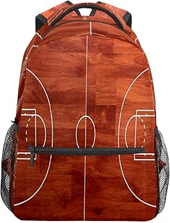 Mochila escolar para meninos e meninas mochila de basquete campo retrô estudante bolsa para livros meninos menina leve durável médio ensino médio ensino médio bolsa de viagem caminhada acampamento mochila, Multicolorido, One Size, Clássico