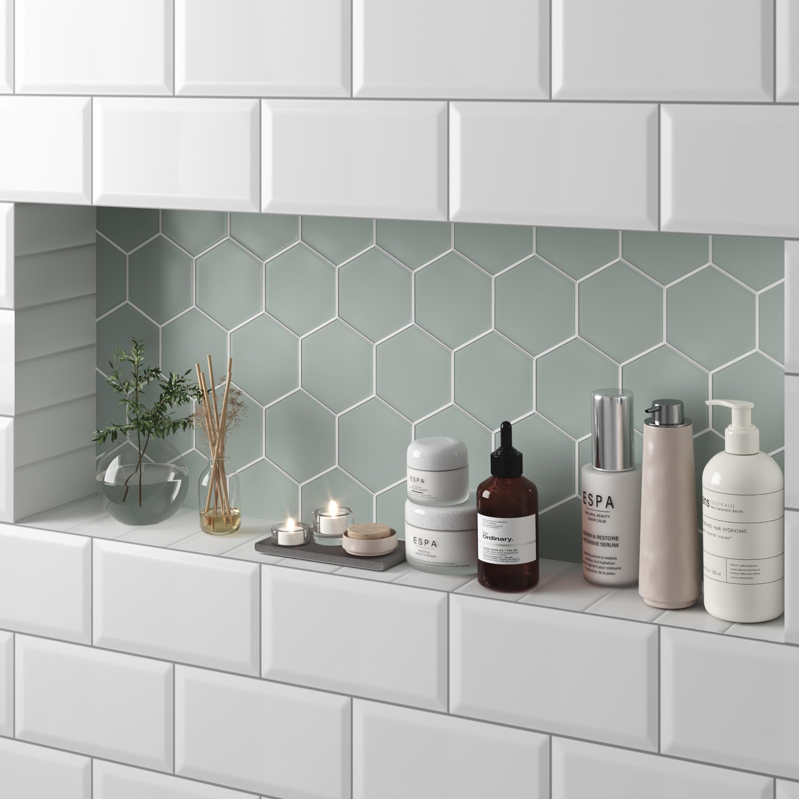 Uni-Green Shower Niche Insert Tile Ready, 16"x40"x4" Recessed Wall Shelf  for Bathroom, Plenty of Room for Tall Bottles, Shampoo, Conditioner, and Soap