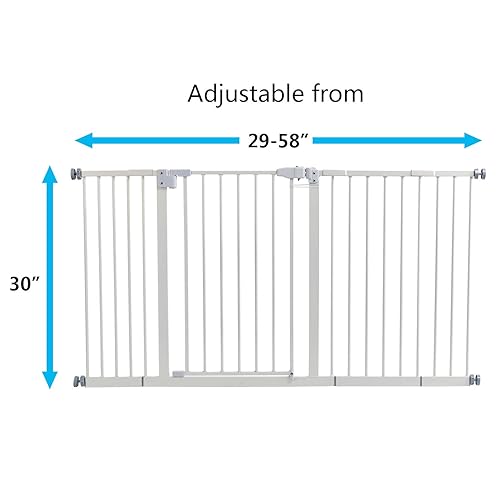 Miniatura 7 de Puertas para bebés de 58 pulgadas extra anchas  Puertas para bebés para escaleras, puertas para perros con cierre automático, incluye extensión de 4