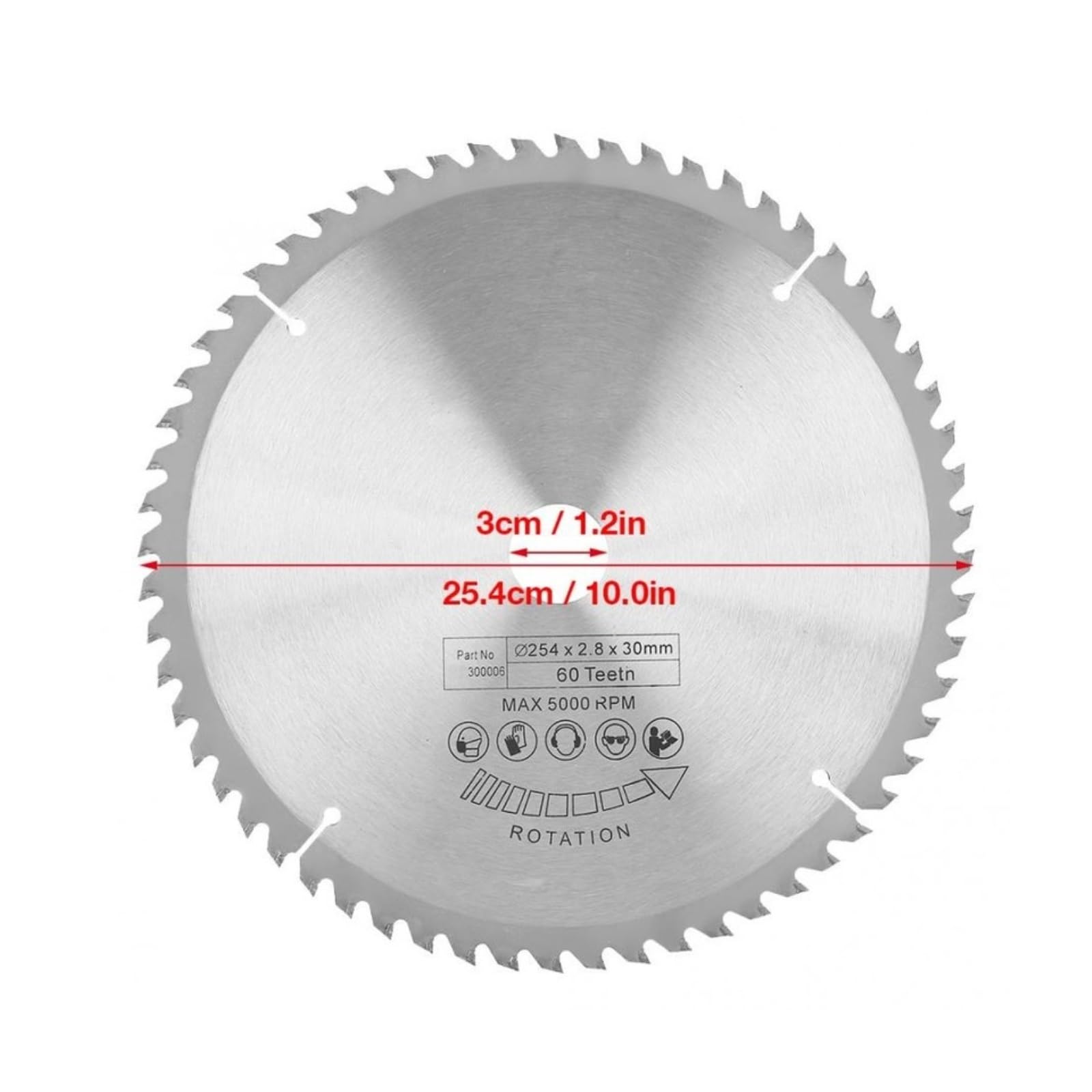 Brzeszczot do cięcia metalu 1 szt. Tarcza tnąca z węglika spiekanego TCT do drewna tworzywa sztucznego 254 * 30mm 60 zębów brzeszczoty pił szablastych