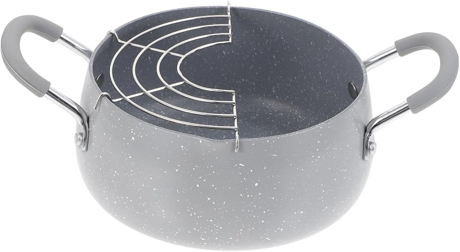 Japanese Style Compact Deep Fryer Pan with Drain Rack and Frying Pot for Electric and Gas Stoves Control and Handle Design Multi Use Household Fry Pan