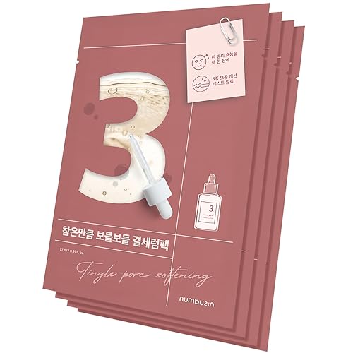 numbuzin No.3 Máscara de hoja suavizante de hormigueo 4ea  Cuidado de apriete de poros, piel con baches, paquete de máscara facial, tratamiento de