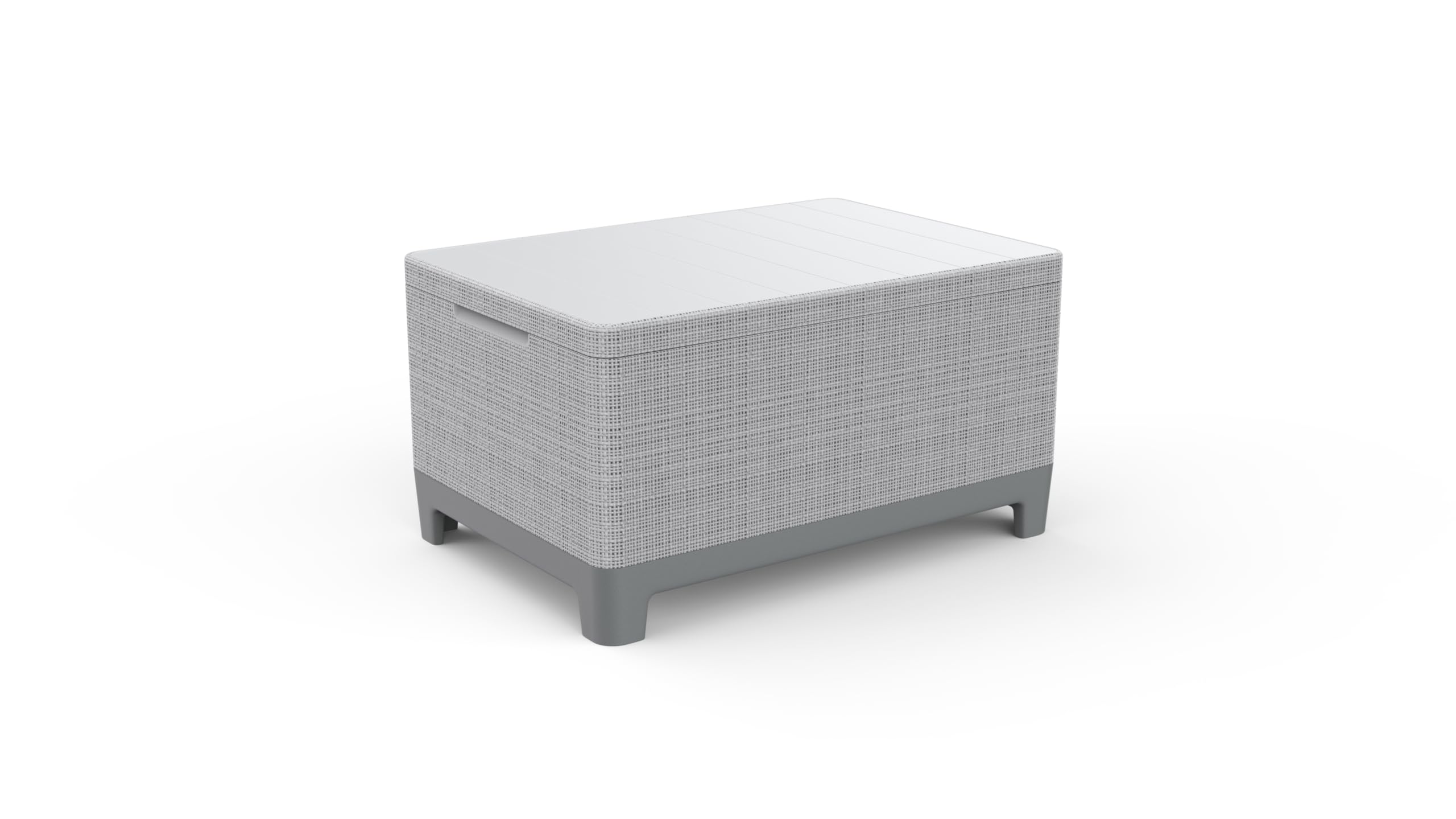 Keter Salottino da Giardino Scandi Linea, Finitura Effetto Iuta, Due Poltrone, Divano, Tavolino Contenitore, Cuscini Inclusi, Grigio