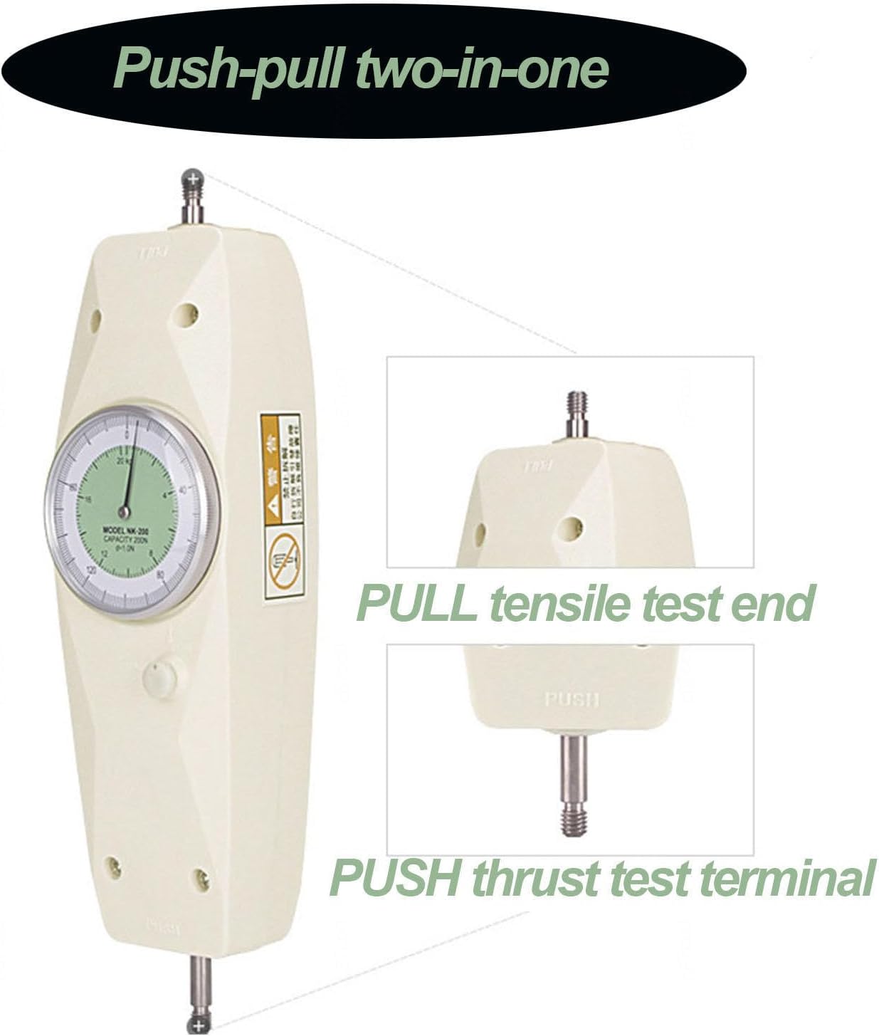 Handheld Force Gauge, NK-20 Mechanical Analog Push Pull Gauge, Accuracy ±1% Portable Tester High Precision Measuring Instruments Pressure Gauge for Experiments