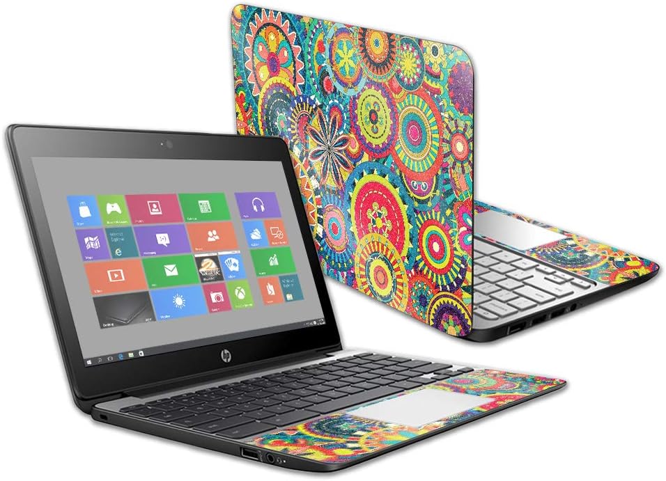 MightySkins Glossy Glitter Skin for HP Chromebook 11 G5 11.6" - Flower Wheels | Protective, Durable High-Gloss Glitter Finish | Easy to Apply, Remove, and Change Styles | Made in The USA