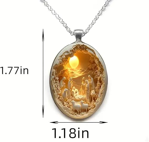 Miniatura 3 de Collar de camafeo para mujer, collar con colgante de camafeo religioso, collar grueso conmemorativo de Jesús, collar ajustable de cristal de la