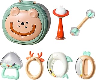 Newborn Rattle,Teething Toys for Babies 0-12 Months | Newborn Sensory Toys Multi-bite Rattle Teething Toys for Babies Newborn Sensory Toys Hoghaki