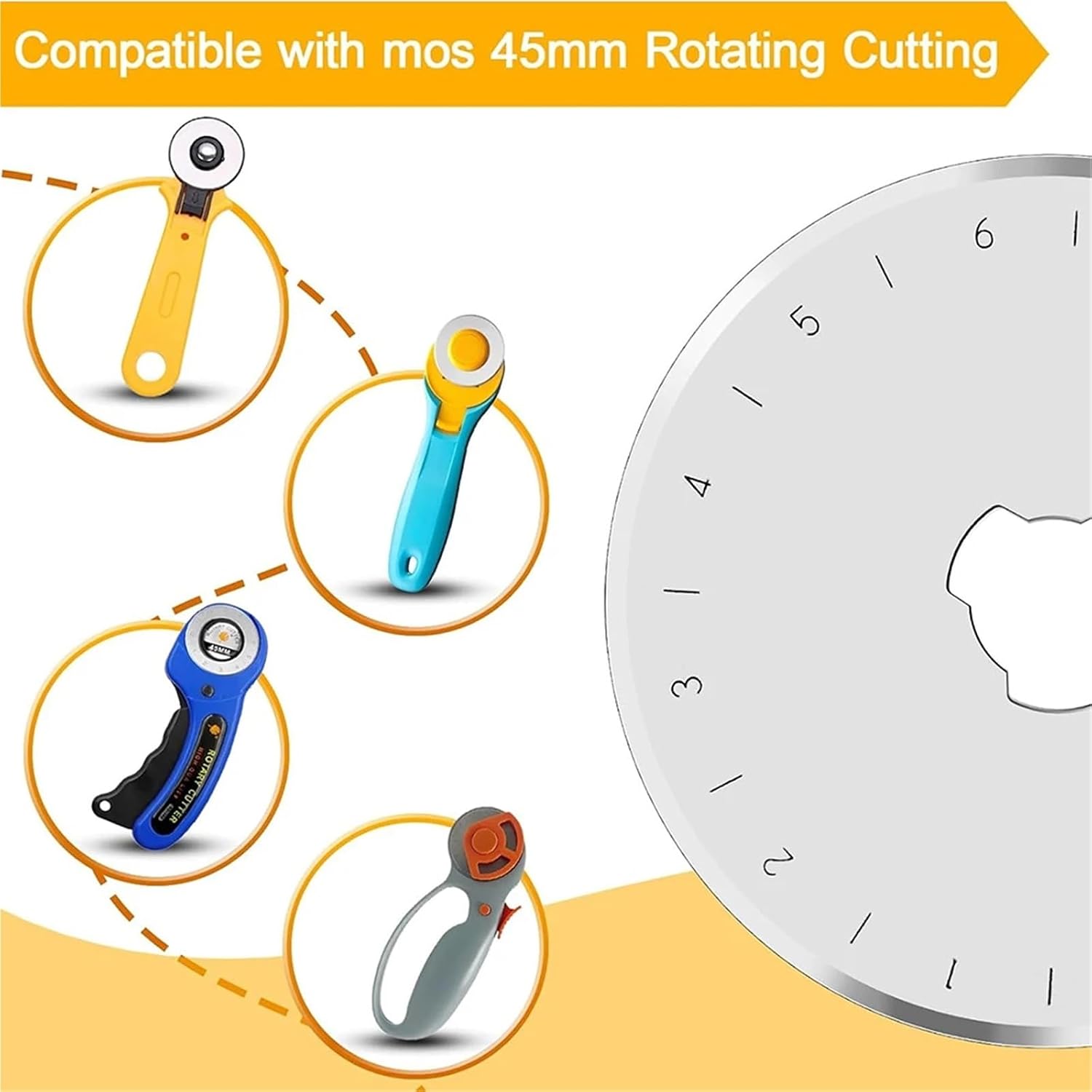 Rotary Cutter Blades 40 Pcs 45mm Rotary Cutter Blades Sharp and Durable with Clear Scale for Quilting Sewing Crafting and Fabric Leather Cut