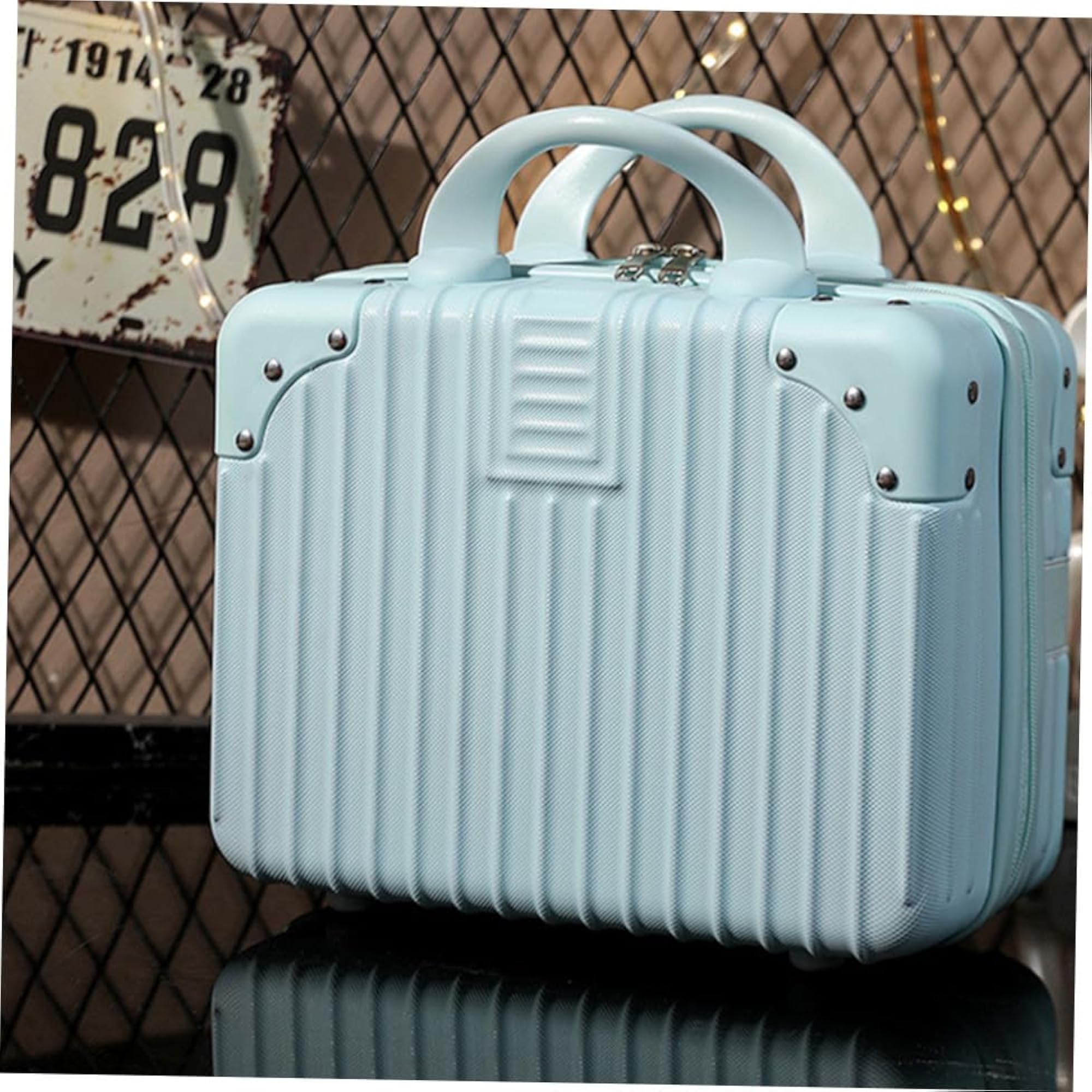 Cosmetic Suitcase Makeup Organizer Box Vintage Travel Storage Case