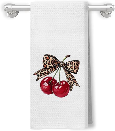 Miniatura 11 de Coquette - Toallas de cocina de leopardo con lazo rosa, toallas de mano retro de moda para baño, paños de cocina con estampado de leopardo funky