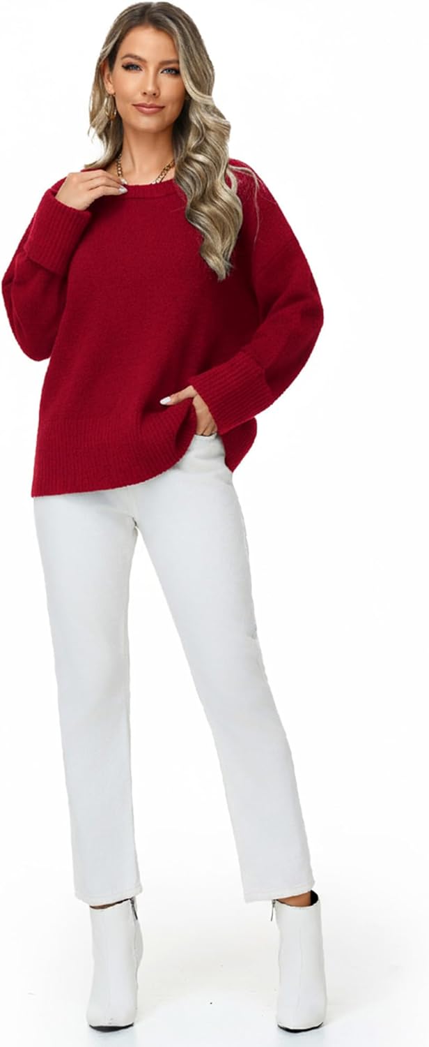 Women Oversized Sweater Casual Fuzzy Chunky Knit Pullover Long Sleeve Crew Neck Loose Sweater Warm Fall Winter Top - Image 6