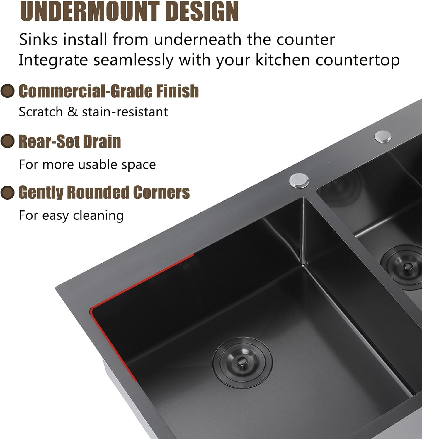 IKEBANA 33 Inch Black Double Kitchen Sink Drop In, 33x22 Inch 16 Gauge 304 Stainless Steel Topmount Kitchen sink, 60/40 Double Basin Workstation Sink With Accessories