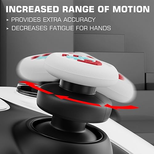 Miniatura 4 de PlayRealm NO FALLING OFF Thumbstick Extender & Silicone Grip Cover 2 Sets for PS5 & PS4 Controller (Joker White)