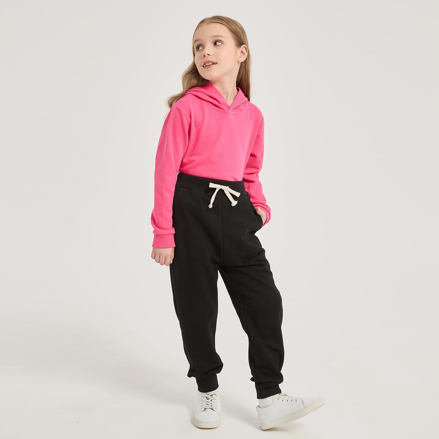 Phedrew 3 Pack Girls Cotton Sweatpants Midweight Kids Toddler Jogger Pants Pull On Pants with Drawstring Pockets(Age 2-14) - Image 5