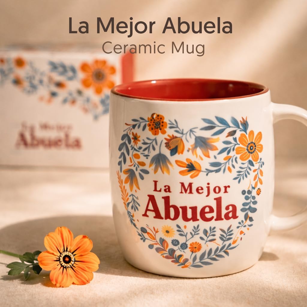 Triple Gifffted Abuela Coffee Mug in Spanish, Taza Abuela, 13 Oz Ceramic