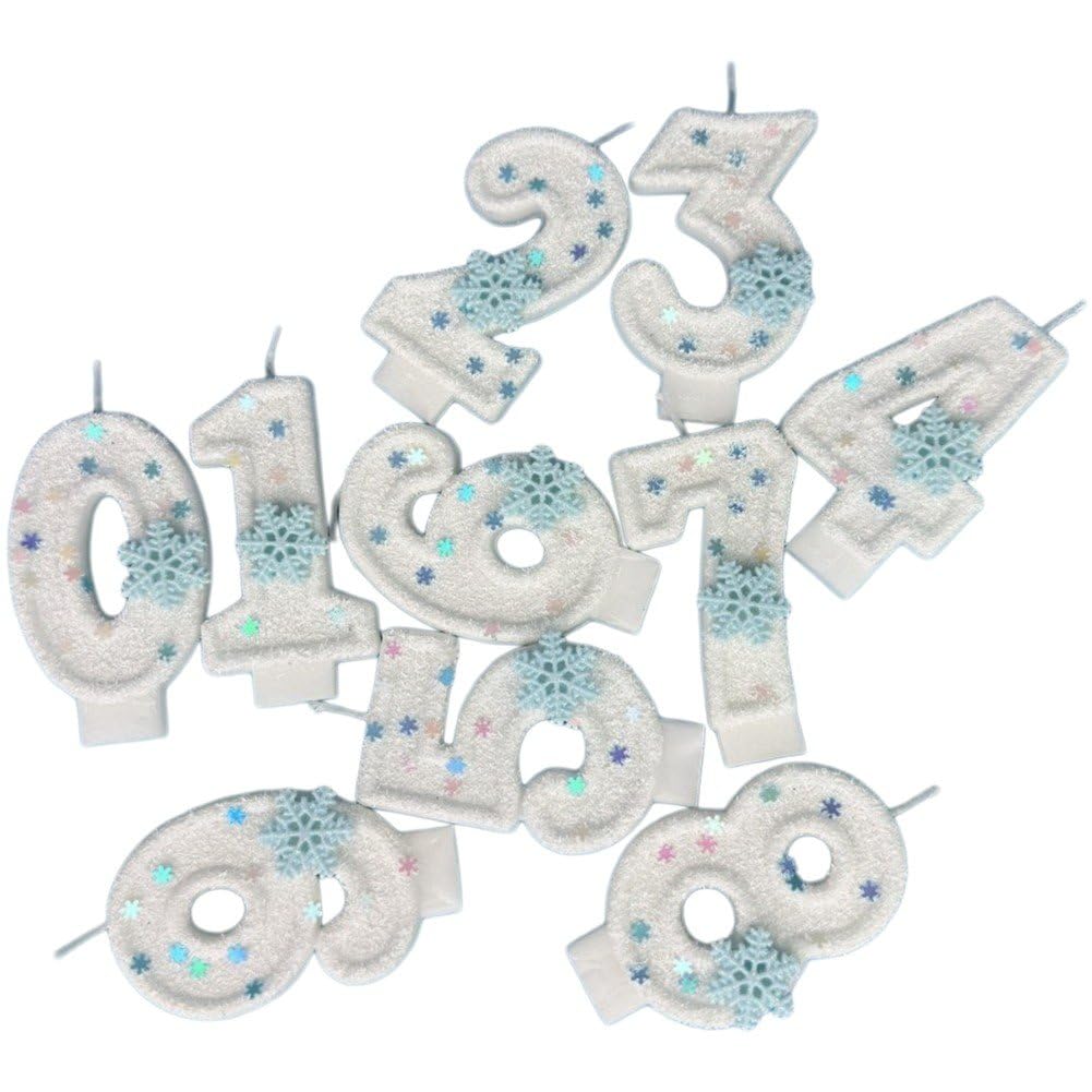 Bougies thème neige congelée bleues pour illuminer le goûter d'anniversaire de vos enfants