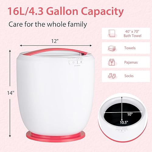 Miniatura 2 de Tangkula Cubo calentador de toallas, calentador de toallas de encimera para baño con soporte de aromaterapia, apagado automático y temporizador,