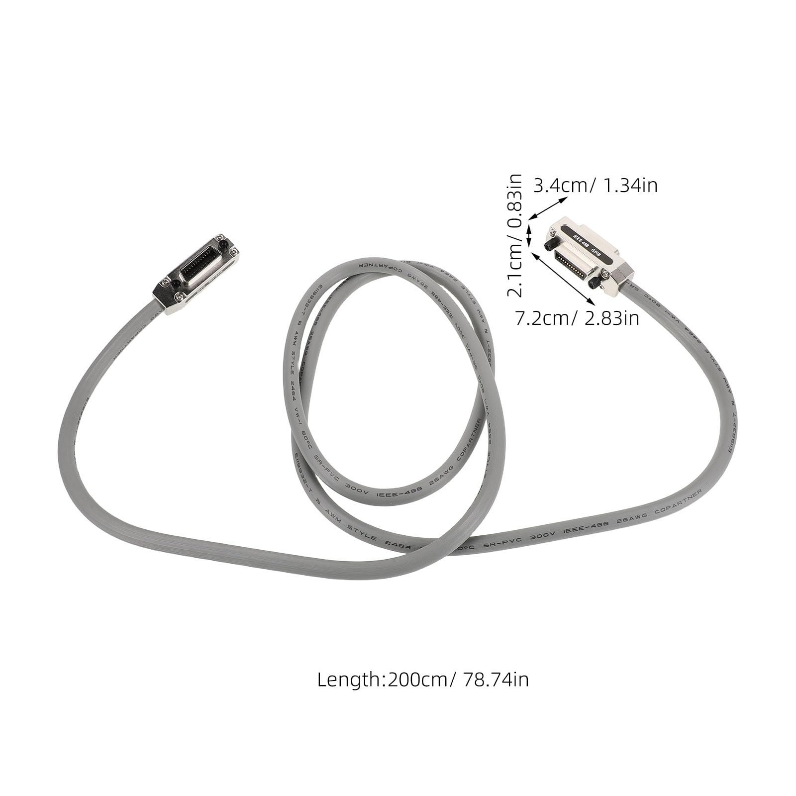 Hemobllo Cable Gpib Ieee-488 de 24 Pines de 2 Metros con Conector Metálico